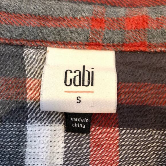 Cabi Tavern Flannel gray red white plaid shaket shirt jacket size Small #4164 - Picture 10 of 16